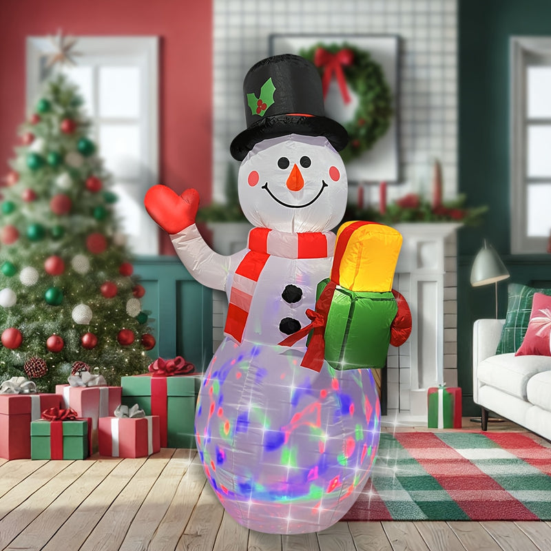 WAYDEKO Muñeco de nieve inflable navideño con ventilador integrado y estacas, iluminado, enchufable, 100-240V, decoración de tela para interiores/exteriores, decoración festiva para salón y fiestas, inflables navideños