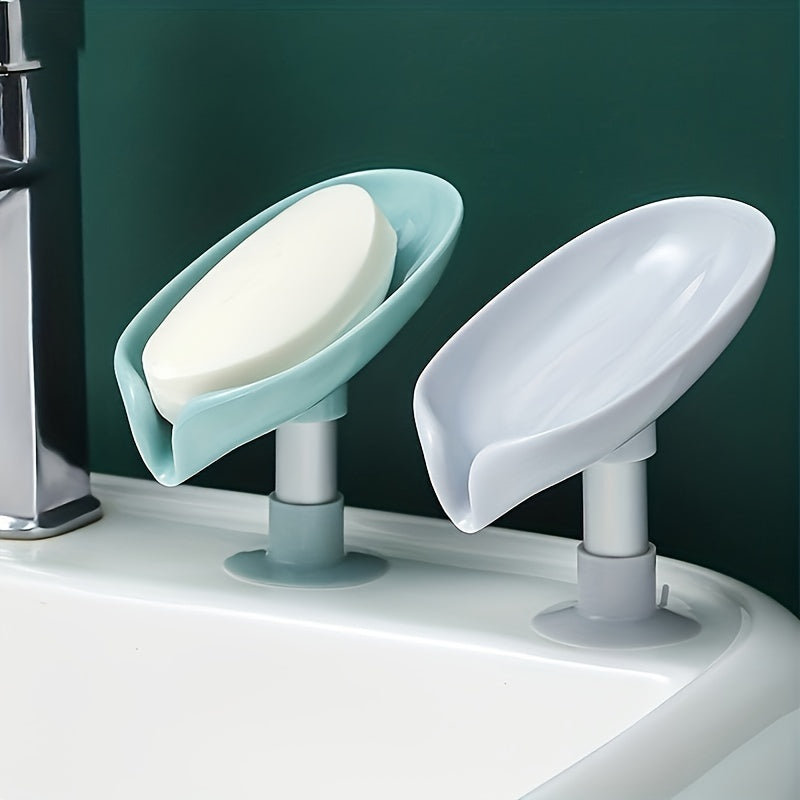 1pc Soporte De Jabón De Drenaje, Tipo De Ventosa Sin Perforación, Soporte De Jabón De Drenaje Sin Acumulación De Agua, Caja De Jabón Para Uso Doméstico, Suministros De Organización Y Almacenamiento En El Hogar, Accesorios De Cocina, Accesorios De Baño
