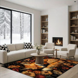 1pc Alfombra de Terciopelo con Diseño de Zorro en Cama de Flores, Ideal para Cocina, Dormitorio, Sala, Estudio y Entradas, Fondo Antideslizante, Lavable a Máquina