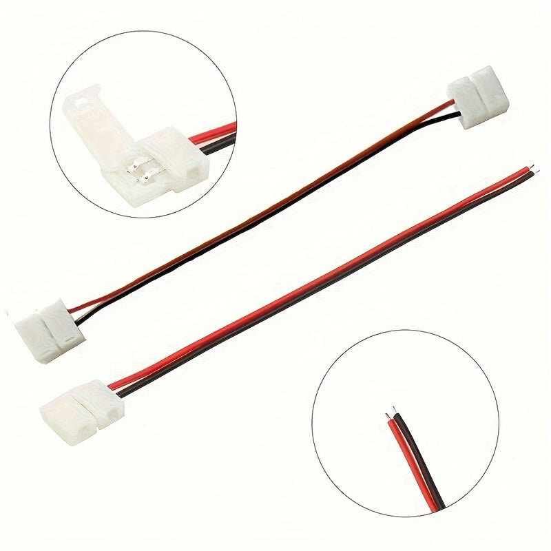Paquete de 5/10, Tira LED sin Soldadura con Conectores Snap-On y Clips de 8mm
