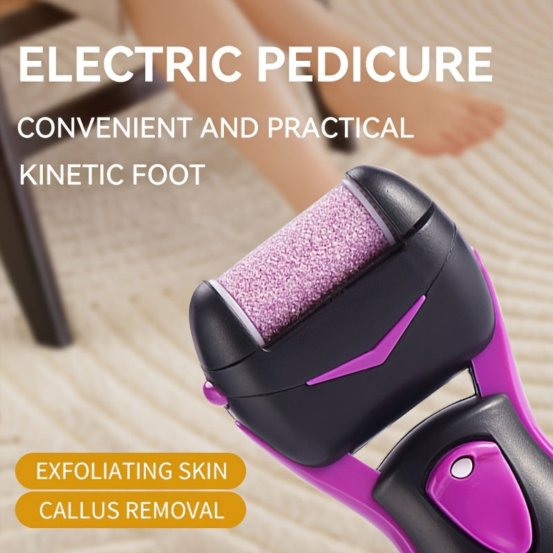 XUMTOM Lijadora eléctrica de pies - Lijadora de pies portátil con batería seca, con paño abrasivo giratorio, exfoliación sin dolor para la piel dura, eliminación de callos, mango antideslizante, ideal para uso en casa y viajes, cuidado de pies en viajes