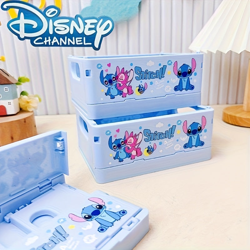 Estuche plegable de almacenamiento con personaje clásico de Disney Stitch, organizador de escritorio apilable Lilo y Stitch para útiles escolares