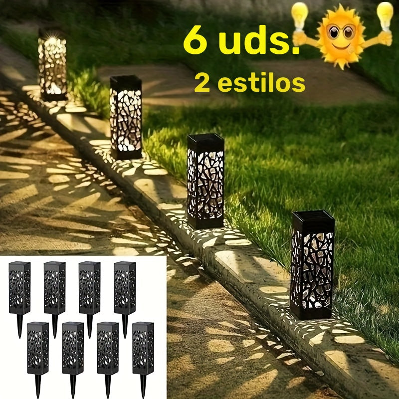 6 piezas de luces solares para exteriores, luz solar decorativa para caminos, luz para césped de jardín, iluminación solar LED para jardines.