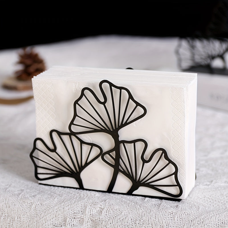 Elegante Porta Servilletas de Hoja de Ginkgo de Metal - Perfecto para Mesas de Comedor y de Café, Decoración de Cocina, Ideal para Restaurantes, Hoteles, Cafeterías