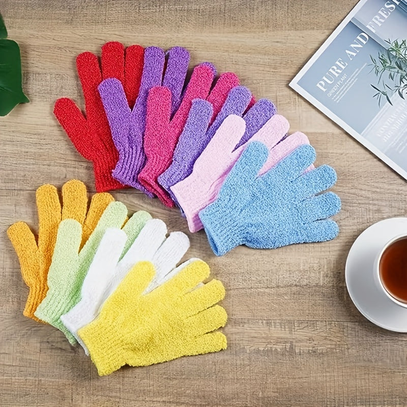 12 piezas de guantes de ducha exfoliantes suaves en colores vibrantes - Perfectos para exfoliar el cuerpo, tratamientos de spa y uso diario - Ideales para mujeres, hombres y niños, accesorio de spa | Guantes vibrantes | Textura suave