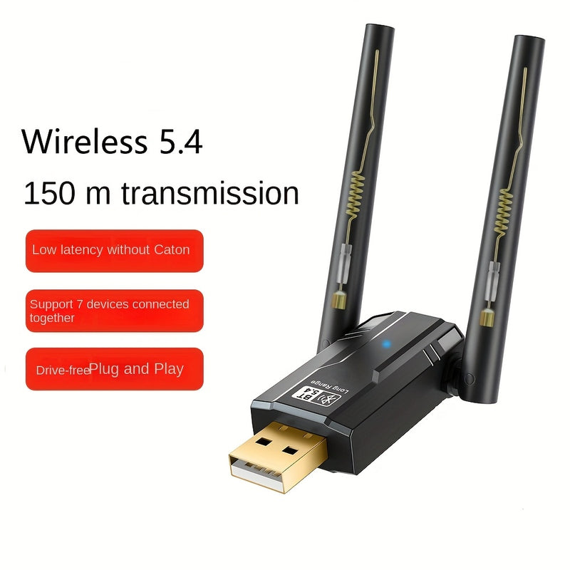 Adaptador inalámbrico 5.4, receptor y transmisor USB, compatible con Windows 8.1/10/11, sin controlador, enchufa y juega. Compatible con versiones 5.3/5.1/5.0/4.0/3.0BT. Ideal para altavoces, auriculares, teclados, ratones, teléfonos móviles, tabletas y