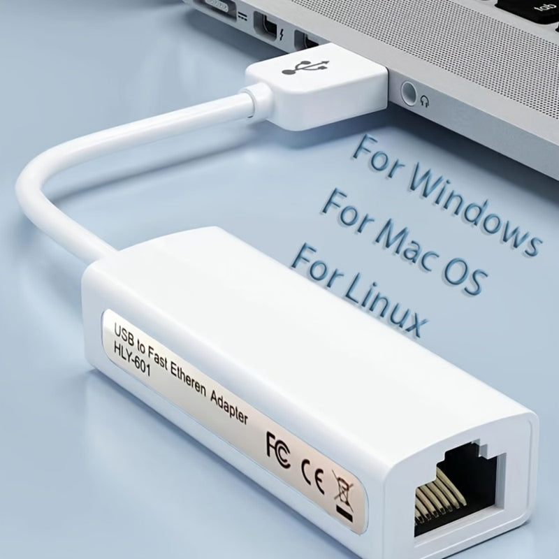 Adaptador de Tarjeta de Red Ethernet USB a RJ45 para Computadora 2.0, Interfaz de Red con Conexión y Reproducción de 100 Mbps, Sin Necesidad de Controladores, Portátil, 1 Pieza