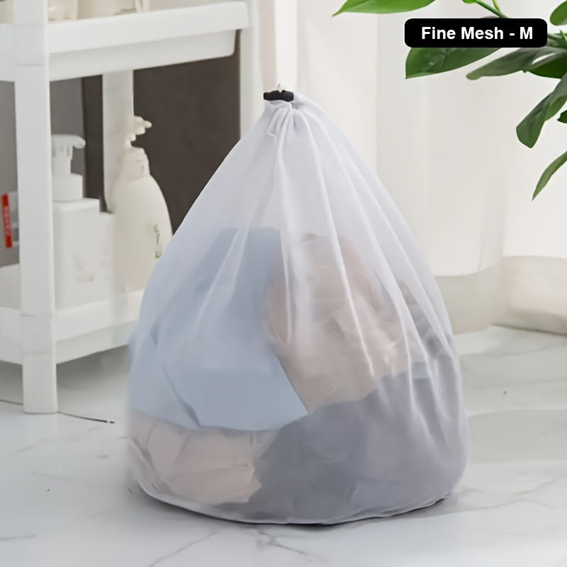 1pc Bolsa de Lavandería de Malla de Poliéster Engrosada Mejorada - Cierre con Cordón Seguro, Lavable a Máquina y Transpirable - Ideal para Prendas Delicadas, Universidad, Viajes y Más - Diseño Ovalado Versátil, Organización de Lavandería|Bolsa de Malla O
