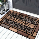 1 alfombra de bienvenida rústica - Resistente, antideslizante de poliéster con respaldo de PVC, diseño elegante en marrón para entrada y decoración del hogar, felpudo para puerta principal
