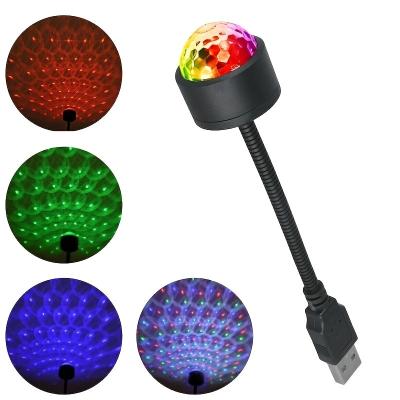 2 luces nocturnas LED USB con proyección de cielo estrellado, multicolor y ritmo musical, cuello flexible para fiestas en interiores y efectos de escenario