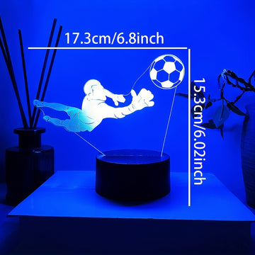 1 lámpara nocturna creativa de portero de fútbol en acción de clavado, con cambio de color al tacto, un regalo único para fanáticos del fútbol