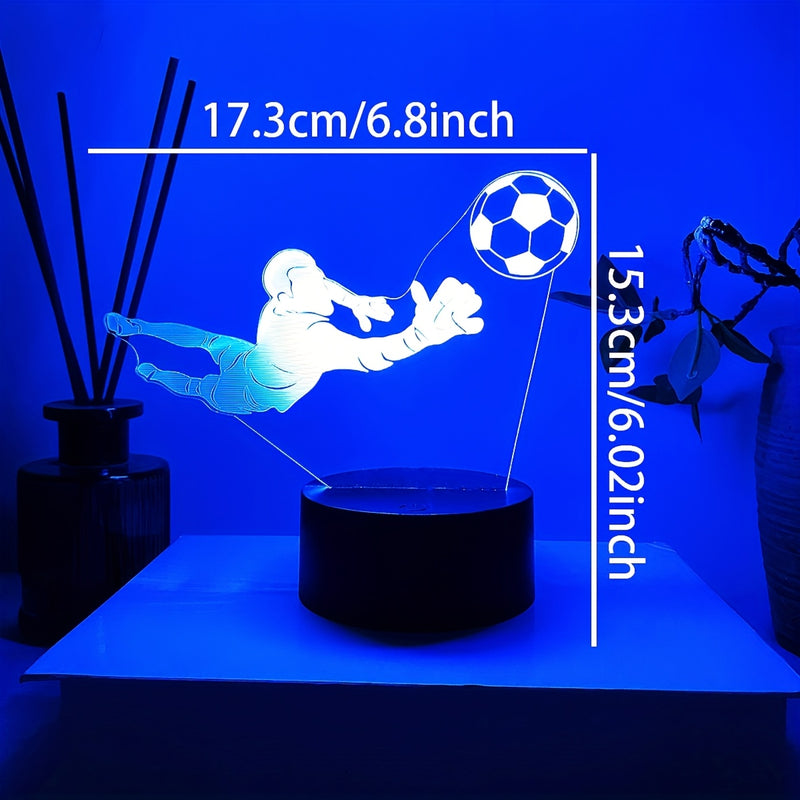 1 lámpara nocturna creativa de portero de fútbol en acción de clavado, con cambio de color al tacto, un regalo único para fanáticos del fútbol