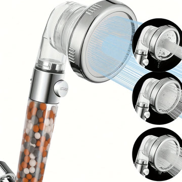 Cabezal de ducha de alta presión con 3 modos de funcionamiento, detención de agua con un solo clic - Espray de filtro de mano multifuncional con ajustes personalizables, ahorro de agua y fácil instalación, ajuste universal para duchas estándar, accesorio
