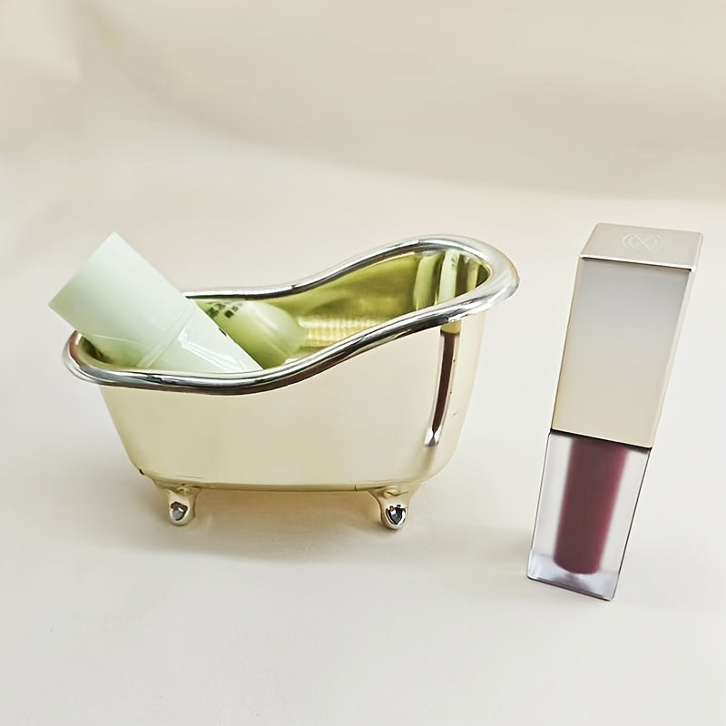 1/4pcs Caja de Almacenamiento Creativa para Cosméticos en Forma de Bañera Pequeña Caja de Almacenamiento de Plástico para Brochas de Maquillaje Caja de Almacenamiento de Escritorio Mini de Tamaño Pequeño