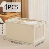 4 piezas, bolsas de almacenamiento de ropa de tela Oxford impermeable, con ventana pequeña, diseño moderno con tapa abatible, versátiles, para edredones, almacenamiento abierto, organización del hogar, debajo de la cama, sistema de armario, cajas, almace