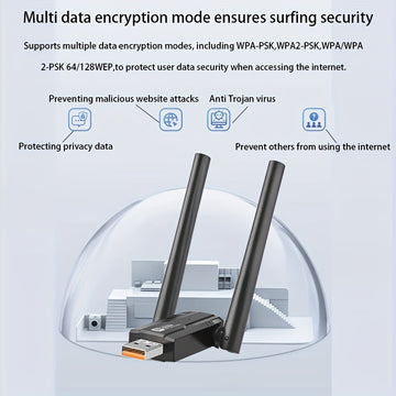 Adaptador AX900 WiFi 6 de 900Mbps Banda Dual 2.4G/5G Tarjeta de Red Inalámbrica con MU-MIMO, OFDMA, Soporte Hotspot para Portátil y PC de Escritorio, Adaptador Wifi para PC, Internet de Alta Velocidad, Diseño Moderno, Conectividad Versátil, Construcción