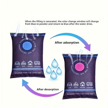Paquete de 2 Bolsas Deshidratantes para Automóviles Reutilizables, Ideales para la Deshumidificación, Control de Humedad Absorbente, para Parabrisas e Interiores, Bolsas Desecante a Prueba de Fugas