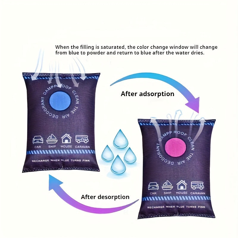 Paquete de 2 Bolsas Deshidratantes para Automóviles Reutilizables, Ideales para la Deshumidificación, Control de Humedad Absorbente, para Parabrisas e Interiores, Bolsas Desecante a Prueba de Fugas