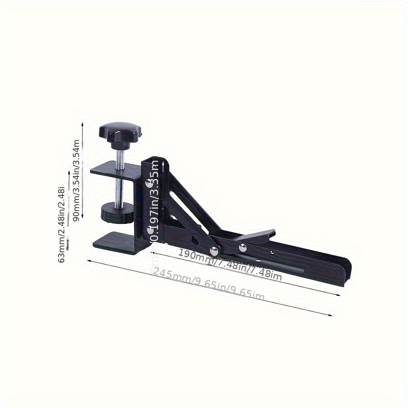 Extensión de escritorio de acero negro moderno - Extensor de escritorio de computadora plegable sin taladro con altura ajustable, sujeción sólida para hogar y oficina, extensión de escritorio, acabado metálico elegante, construcción duradera