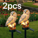 2 piezas, lámpara de resina solar con diseño de búho, loro y águila, luz decorativa divertida para jardín, ideal para jardines, macizos de flores, patios, césped y senderos