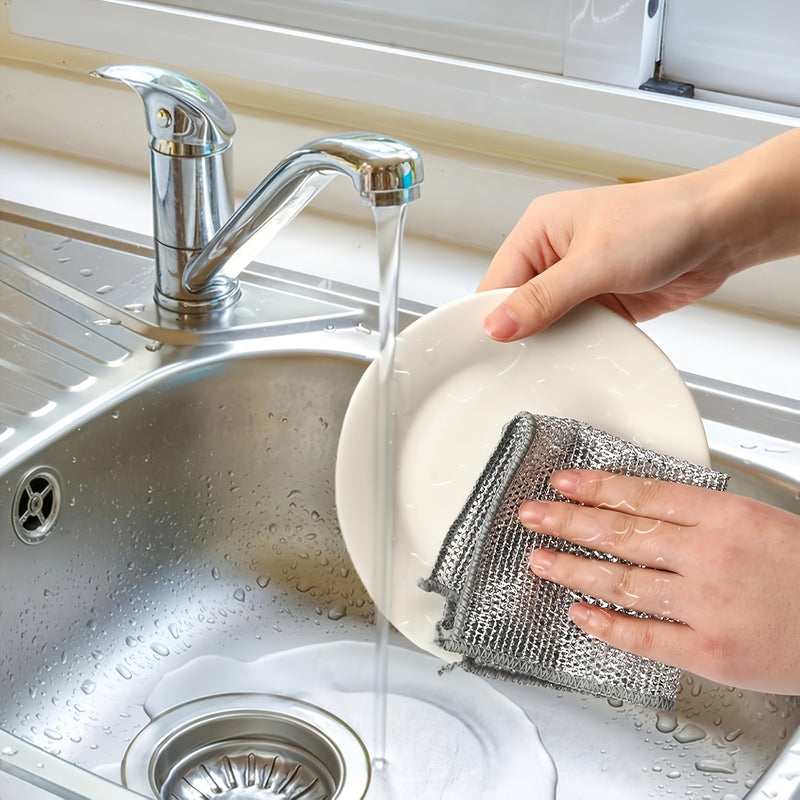20/10/5 piezas de paños de lavado de platos reutilizables de malla no adhesiva sin aceite de alambre de acero - Elimina eficazmente manchas y suciedad de hornos de cocina, fregaderos, ollas y campanas - Altamente absorbente, suave para la limpieza de la