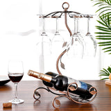 1pc Estante de Vino al Estilo Francés Vintage con Soporte para Copas - Elegante Exhibidor de Hierro para Encimera de Cocina y Comedor