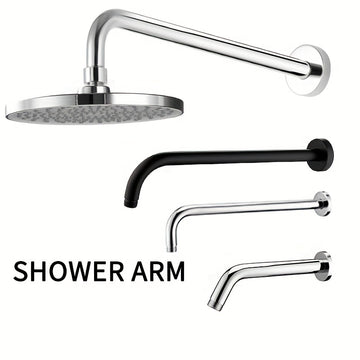 1 brazo de ducha extendido montado en la pared, barra transversal extendida de ducha de acero inoxidable, múltiples longitudes, negro/plata opcional, accesorios de baño, herramientas de baño