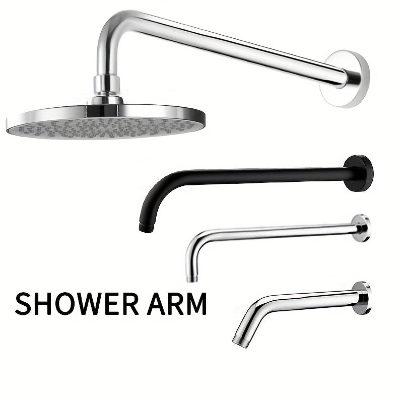 1 brazo de ducha extendido montado en la pared, barra transversal extendida de ducha de acero inoxidable, múltiples longitudes, negro/plata opcional, accesorios de baño, herramientas de baño