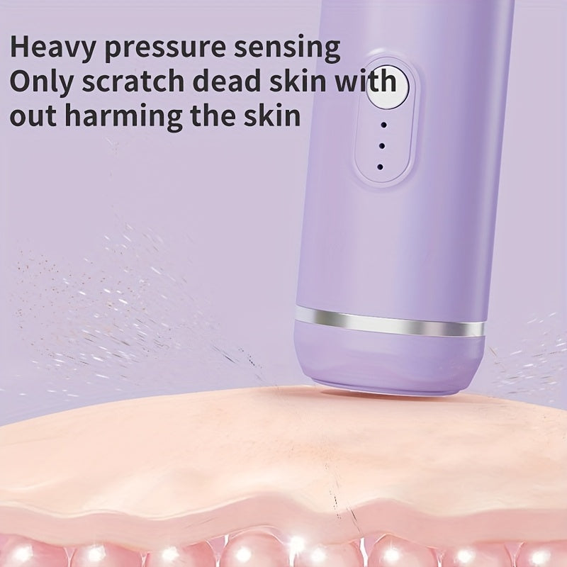 Amoladora Eléctrica para Pies con Doble Cabezales (Grosor/Fino) y 3 Velocidades - Dispositivo de Uñas y Pedicura USB, Herramienta Ligera para el Hogar, Batería de Litio Duradera - Blanco/Morado