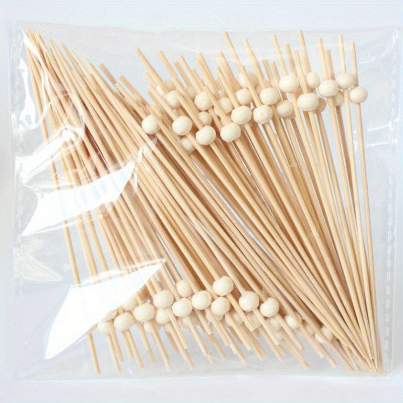 100pcs 11.96cm Brochetas de Frutas de Madera - Palillos de Bambú Sostenibles para Frutas, Aperitivos y Cócteles - Brochetas de Madera Duraderas de Alta Calidad para Fiestas, Comidas Informales y Uso Doméstico