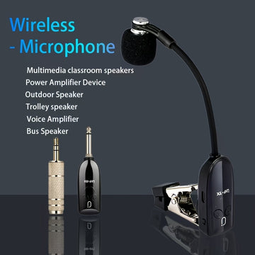 2025 (Mejor Vendedor) Micrófono Inalámbrico UHF para Saxofón, Adecuado para Escenarios y Actuaciones al Aire Libre, Micrófono Inalámbrico para Saxofón, Diseñado para Saxofones, Trumpeta Clip-On, Micrófono para Instrumentos, Incluye Receptor, Plug and Pla