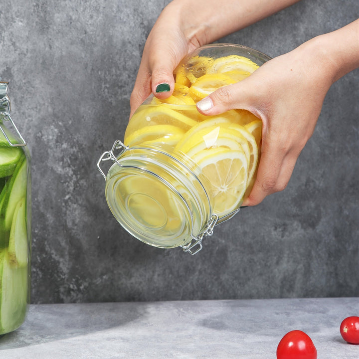 1 Jarrón de vidrio hermético con tapa, ideal para fermentación, conservación, encurtido y almacenamiento, con boca ancha, para el hogar y la cocina.