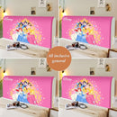 Fundido de Cabeza de Cama Princesa Disney 1 pieza - Impresión Digital Elegante, Rosa con Purpurina y Estrellas, Tela de Poliéster para Todas las Estaciones, Perfecto para la Decoración de Habitaciones Infantiles, Decoración de Cama