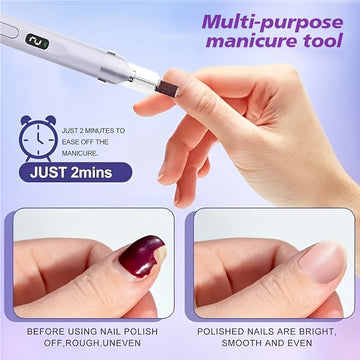 Juego de manicura eléctrica portátil con lámpara de uñas LED - Herramienta de manicura y eliminación de esmalte de uñas multiusos, incluye varios taladros y piezas de uñas, hipoalergénico, batería de litio recargable, ideal para el hogar, la oficina, los