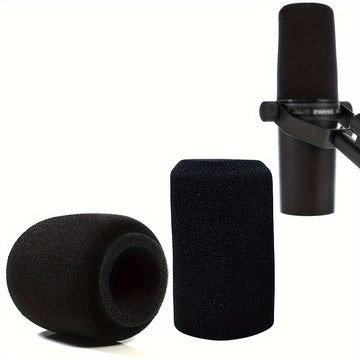 2 piezas de parabrisas de micrófono para Shure SM7B, cubierta de espuma de conector XLR, filtro antipop de reducción de ruido, accesorios de micrófono, negro, sin batería requerida para Shure SM7B