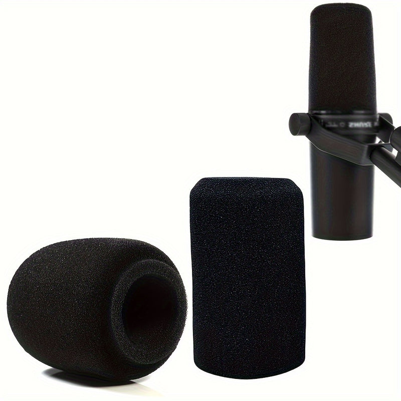 2 piezas de parabrisas de micrófono para Shure SM7B, cubierta de espuma de conector XLR, filtro antipop de reducción de ruido, accesorios de micrófono, negro, sin batería requerida para Shure SM7B