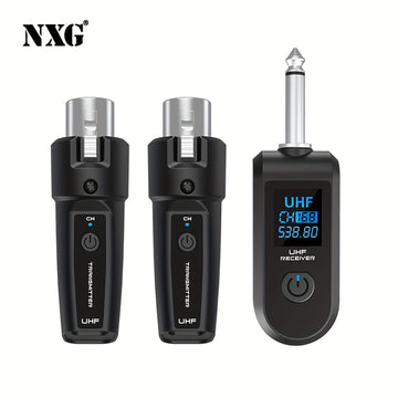Transmisor receptor sin varillas NXG 2pcs/1pc, compatible con sistema de micrófono XLR, jack de 6.35mm, transmisión a larga distancia 2.4GHz, recargable USB, para micrófonos condensador y dinámicos