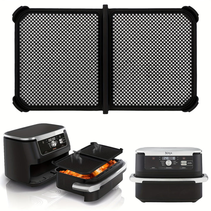 1 pieza de cubierta reutilizable para freidora de silicona contra salpicaduras, placa plegable negra para modelo Ninja AF500, diseño de malla plegable para evitar salpicaduras de aceite, ideal para cocinar y asar, protege eficazmente herramientas de horn