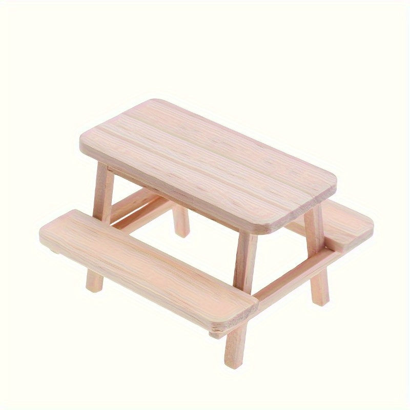 Encantador Juego de Mesa y Sillas de Picnic de Madera en Miniatura - Escala 1/12, Perfecto para Decoración de Cocina y Sala de Estar DIY, Regalo Ideal para Navidad y Año Nuevo