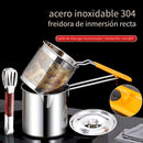 Fritadora profunda recta de acero inoxidable 304 con rejilla de filtro, tapa y tenazas - Versátil para freír papas, pescado, pollo y más - Ideal para uso doméstico, fiestas, camping y restaurantes, uso en restaurantes | Electrodoméstico de cocina moderno