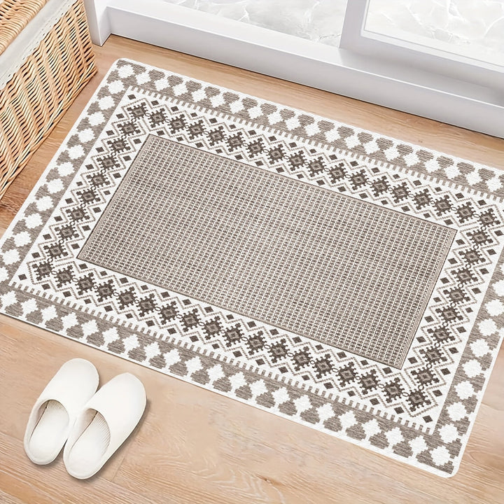 Tapete de bienvenida con diseño gris simple, resistente y lavable a máquina, antideslizante, ideal para salas, dormitorios y áreas de lectura, tapete para sala