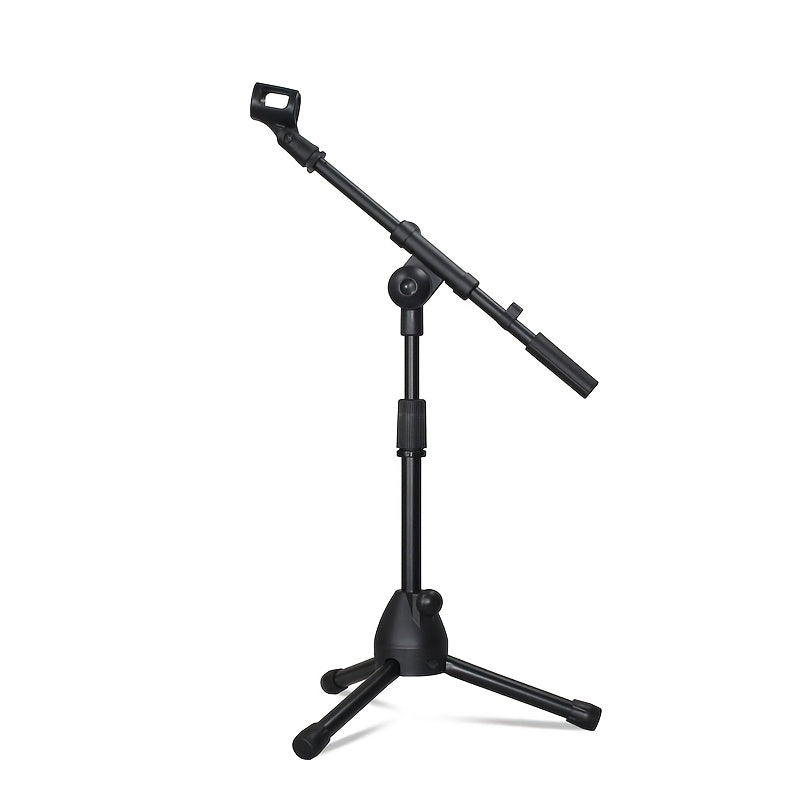 Soporte de micrófono de trípode portátil ajustable, construcción de hierro, negro, diseño de abrazadera versátil para tom de piso, guitarra, erhu, violín de cabeza de caballo y más, sin necesidad de energía.