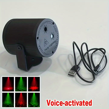 Luz Láser Cilíndrica Negra con Alimentación USB - Decorativa, Bajo Consumo (<0.4mW), Portátil para Sonido En Vivo y Iluminación
