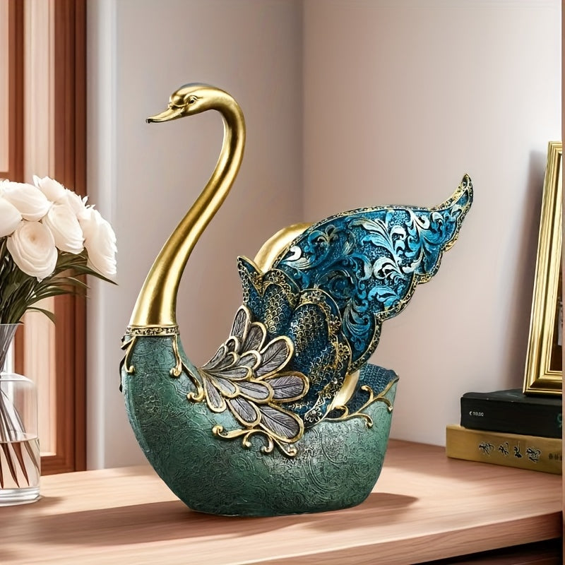 Elegante soporte de vino de cisne inspirado en Europa - Hecho de resina con detalles dorados, filas de exhibición para botellas de vino y vasos, perfecto para decorar el salón de la casa, decoración de vino.