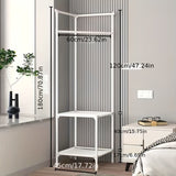 Estantería Metálica Omnipotente con 3 Estantes y 4 Ganchos, Colgador Vertical Multifuncional para Ropa y Sombreros, Acero Recubierto Antioxidante, Dispensador de Productos de Cuidado Personal