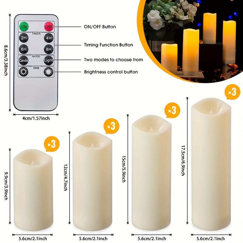 4/12 piezas de velas electrónicas LED con control remoto y función de temporizador, decoración para fiestas de cumpleaños, propuestas y Día de San Valentín