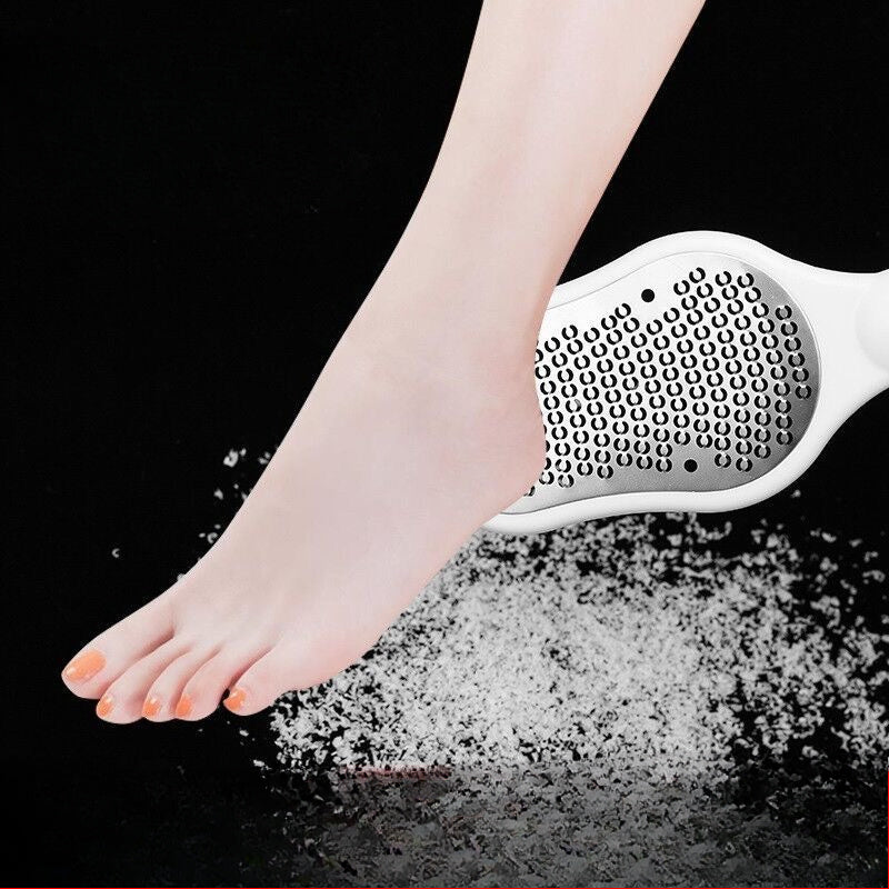 Limpiador de Pies Profesional de Acero Inoxidable con Cubierta - Removedor Ergonómico, Herramienta de Pedicura Antisalpicaduras para el Hogar y Cuidado de Uñas, Diseño Metálico Duradero para Pies Suaves, Mango Cómodo | Construcción de Alta Calidad