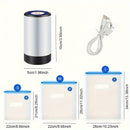 Selladora Eléctrica 6 en 1, Máquina Compacta de Sellado con Bomba de Vacío Portátil y Bolsas para Alimentos de 3 Tamaños: 21.59 × 20.32 cm, 27.94 × 25.4 cm, 33.02 × 27.94 cm | Solución Ideal para Conservar Frutas y Verduras Frescas sin Humedad | Duradera