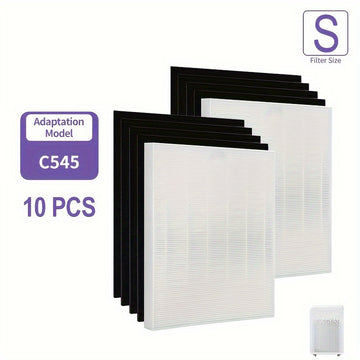 Filtros de Repuesto para Purificador de Aire TOPWELL C545 - 2 Verdaderos HEPA & 8 Pre-filtros de Carbón Activado, Compatibles con los Modelos Winix C545 B151 P150 9300, Números de Pieza 1712-0096-00 & 2522-0058-00