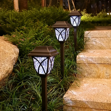 6 Luces Solares para Jardín, Iluminación Exterior con Brillo Blanco y Diseño para Patio, Césped y Decoración de Villa, Luces Solares para Exteriores